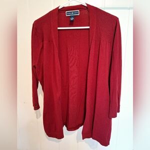 Karen Scott Red Open Front Cardigan Sweater Size M Very Good Condition